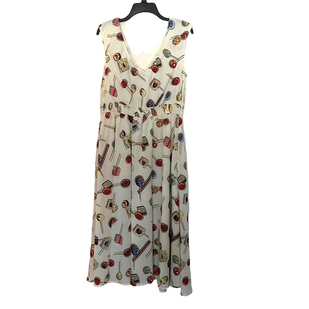 eShakti Women’s Maxi Dress Sleeveless Size 16 XL Candy Sucker Lollipop Lined